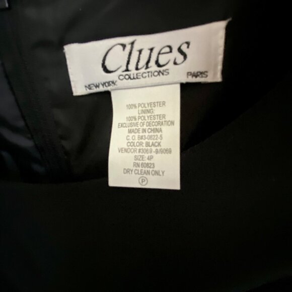 Clues Collection Black Dress Red Floral Waist Size 4P - Picture 9 of 9